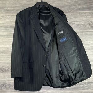 Ralph Ralph Lauren 100% Wool Pinstripe Black Sports Coat Blazer Mens size 46T